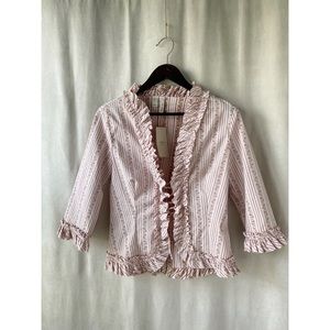 Mango Suit Lace-Up Ruffle Detail Blouse